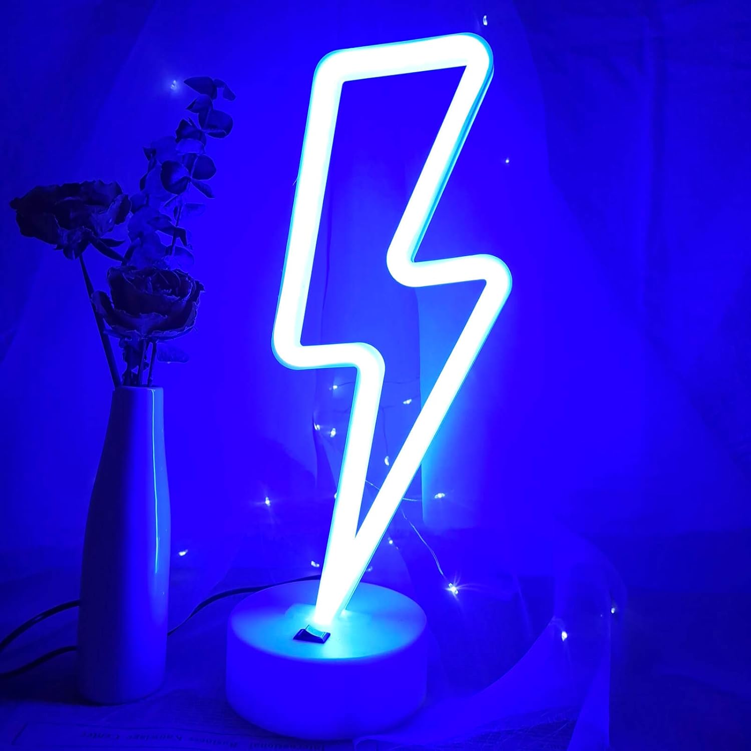 Lightning Bolt Neon Sign - Cozy Ambient Lighting for Home Office, Stylish LED Lightning Bolt with Detachable Base