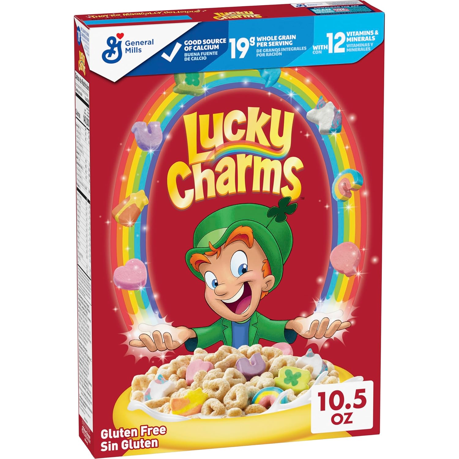 limited edition jumbo rainbow marshmallows layered with eight classic lucky charms marshmallow shapes