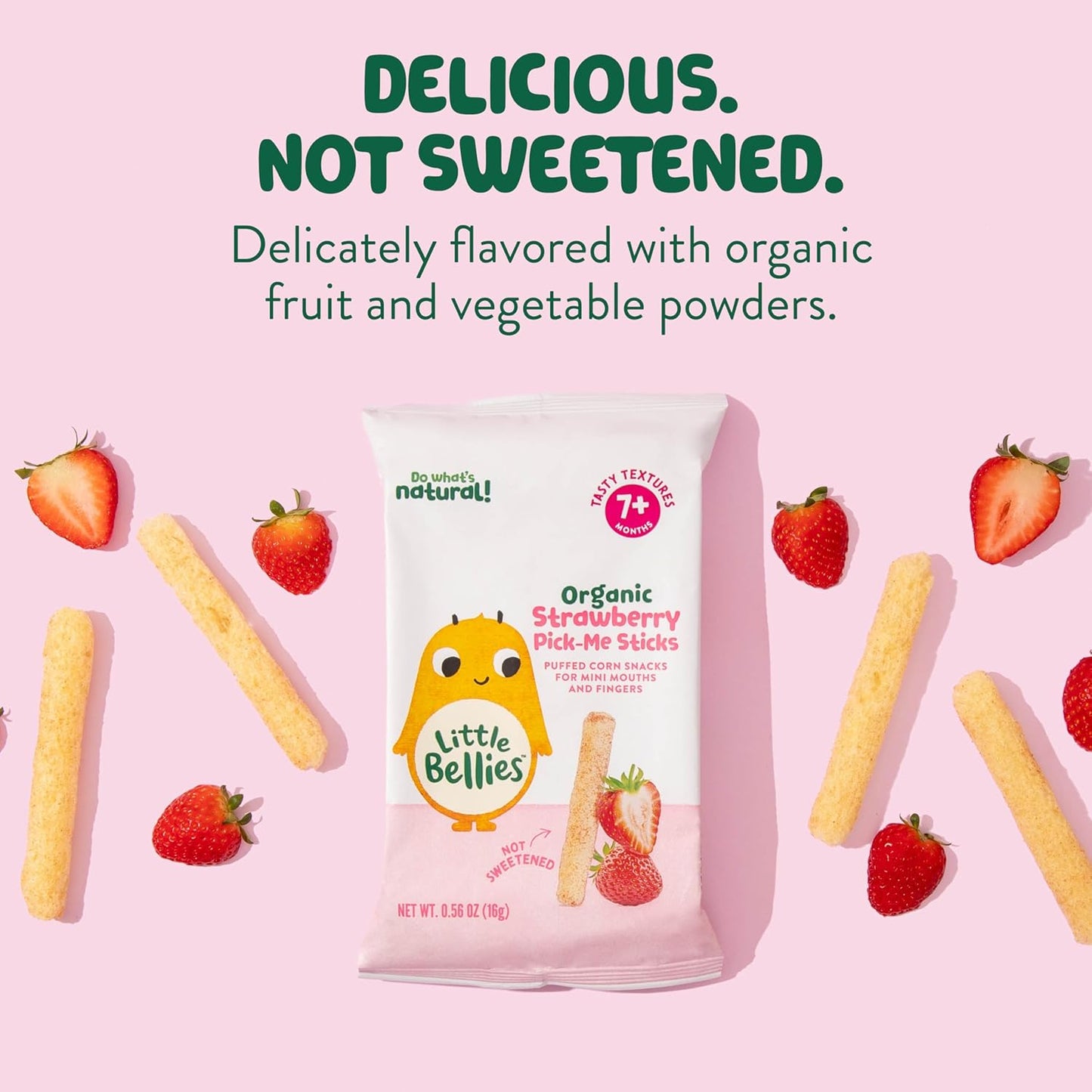 Little Bellies Organic Strawberry Pick-Me Sticks – Worry-Free Snack with No Added Sugar or Salt