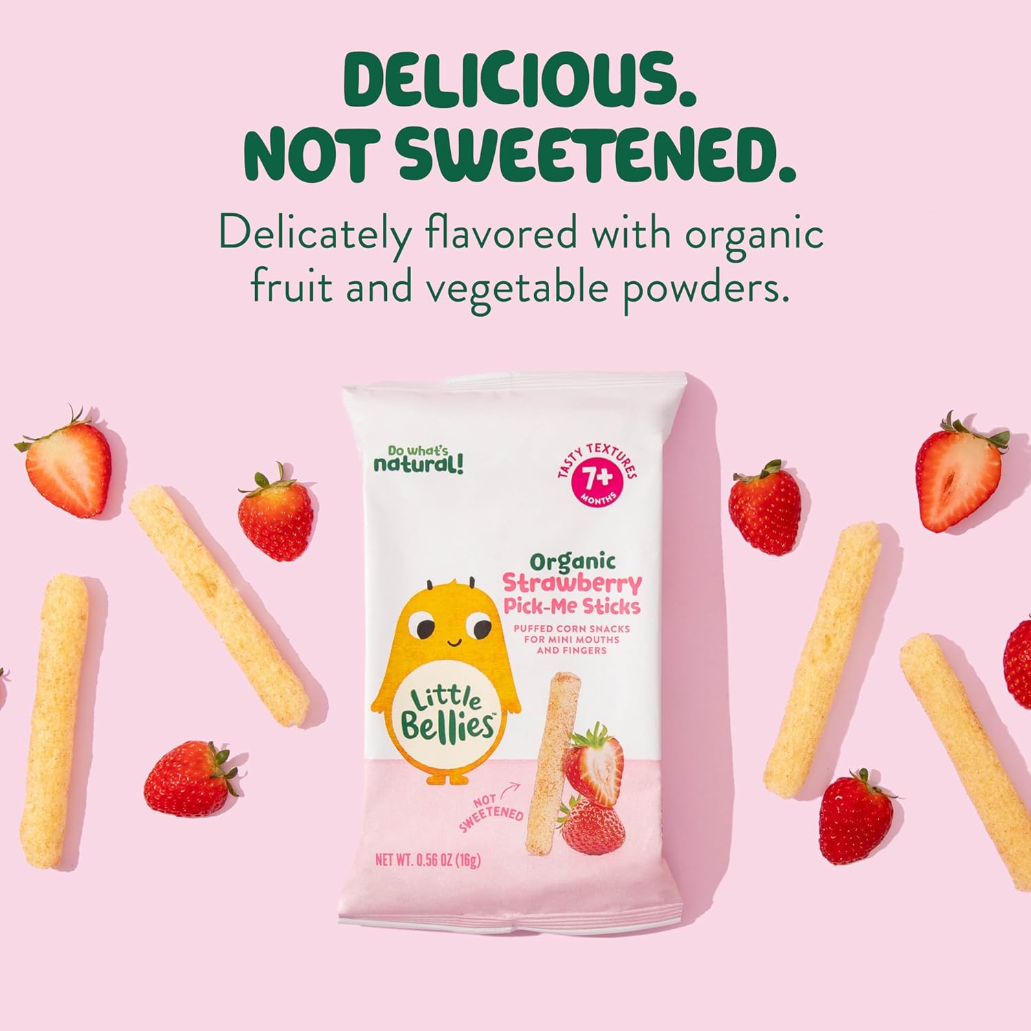 Little Bellies Organic Strawberry Pick-Me Sticks – Worry-Free Snack with No Added Sugar or Salt