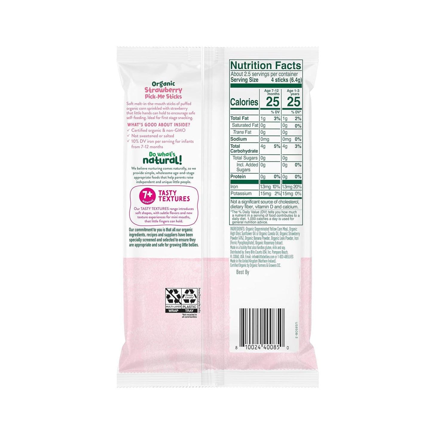 Little Bellies Organic Strawberry Pick-Me Sticks – Worry-Free Snack with No Added Sugar or Salt