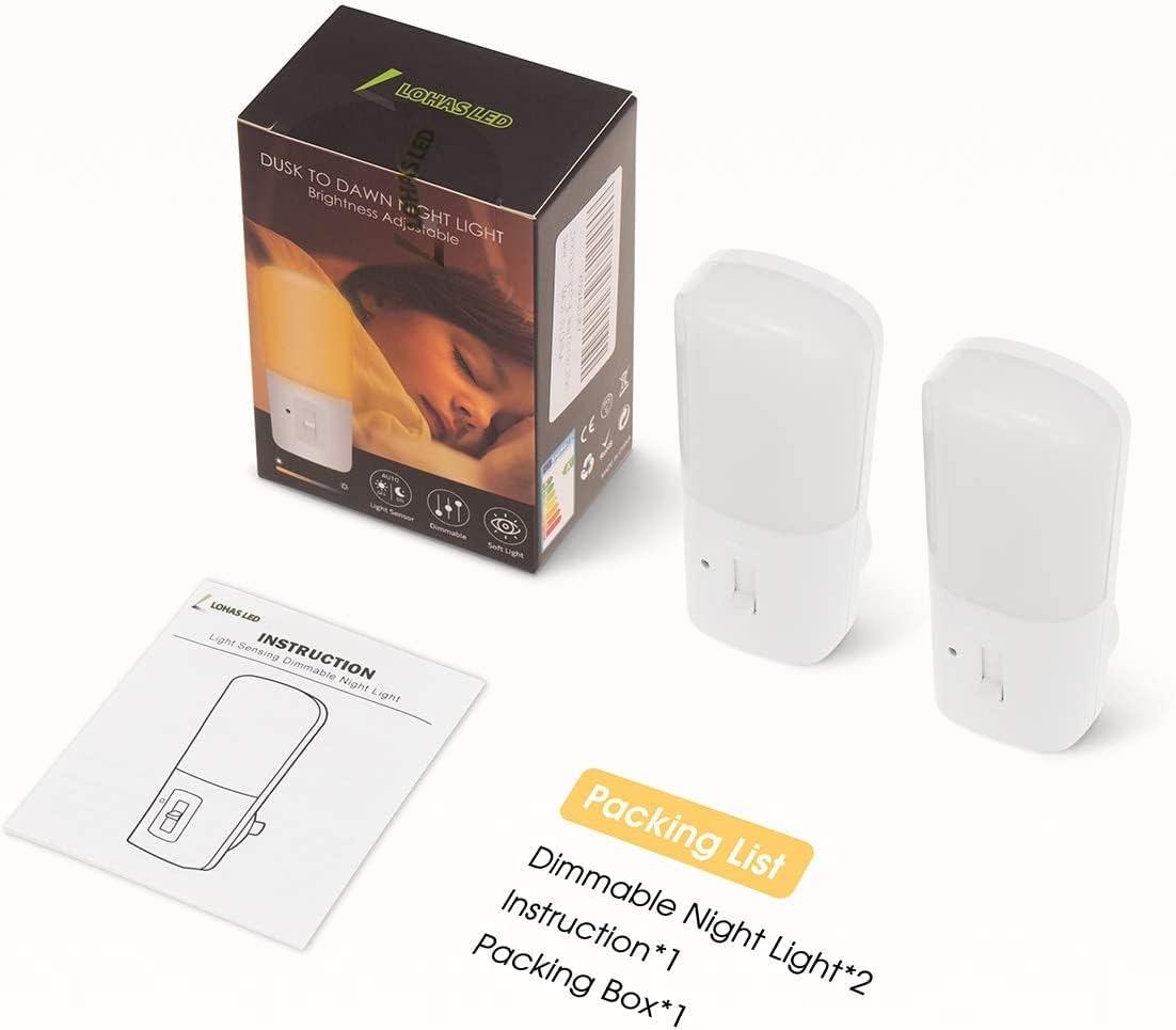 LOHAS Glare Free Nightlight for Bedroom and Bathroom, 3000K Soft White LED for Restful Sleep and Calm Ambience
