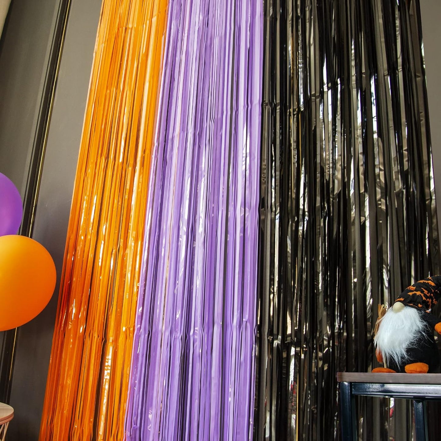LOLStar 3 Pack Metallic Foil Curtain – Portable Porch and Garage Party Decor, Lightweight Reusable Tinsel for Open Air Events