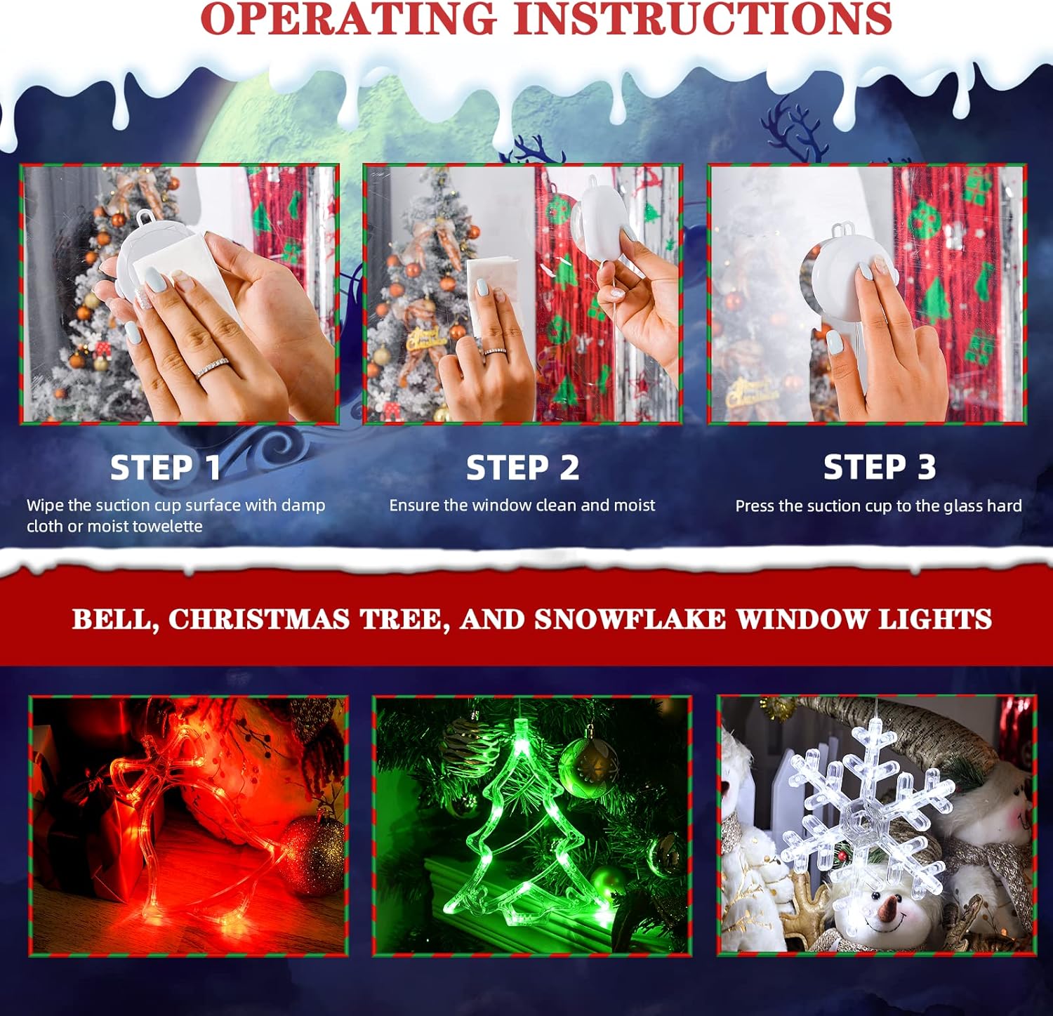 LOLStar Battery Operated LED Window Lights – Child-Safe Christmas Decor with No Flame or Heat