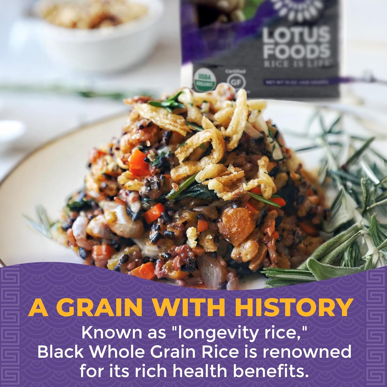 Lotus Foods Organic Forbidden Rice – Allergen-Free Family Side Dish for Toddler Meal Prep and After-School Grain Bowls
