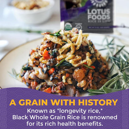 Lotus Foods Organic Forbidden Rice – Allergen-Free Family Side Dish for Toddler Meal Prep and After-School Grain Bowls