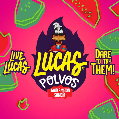 Lucas Powder Watermelon Flavored Candy – Valentine's Day and Easter Basket Surprise for Teens Who Love Spicy Candy, 10 Pack