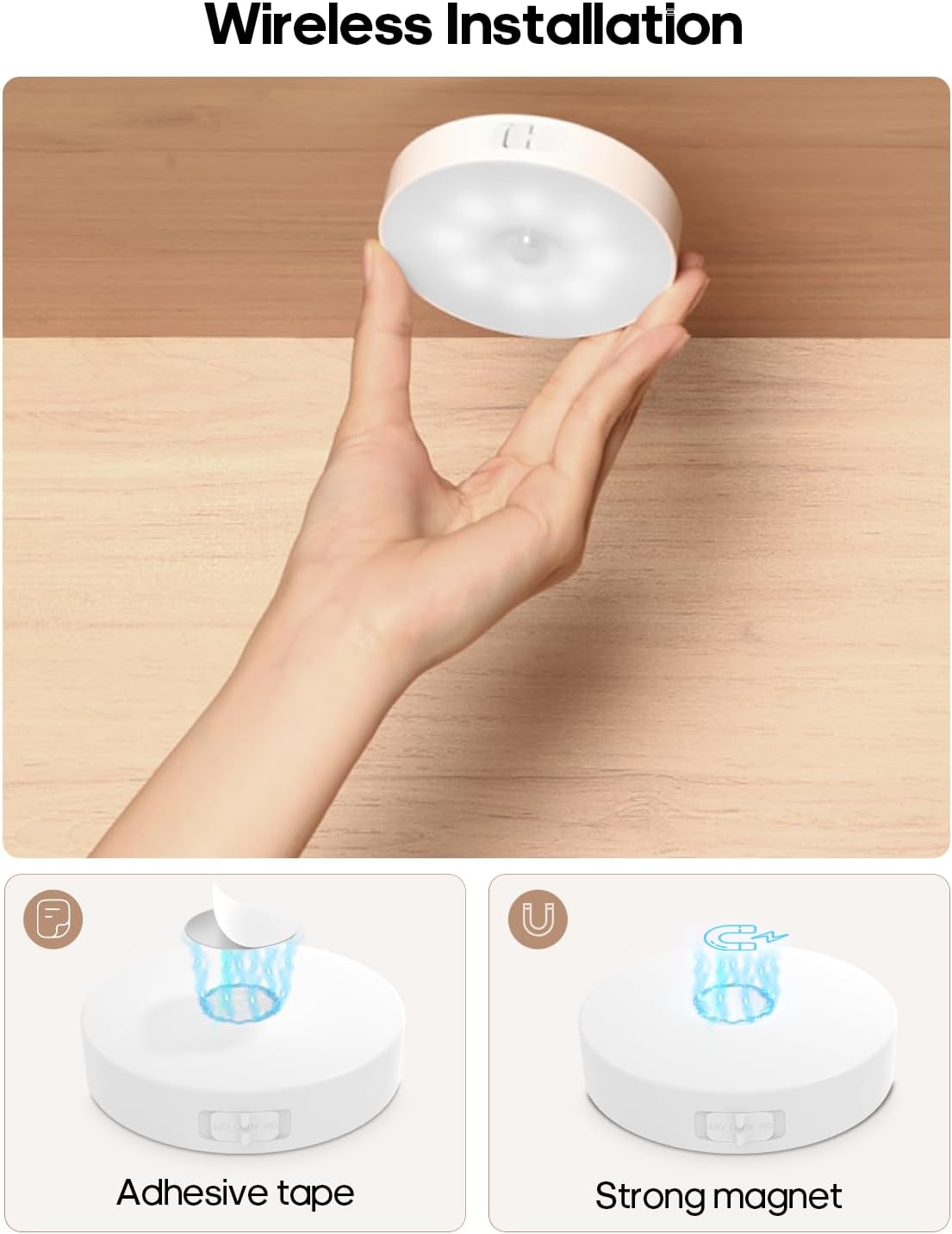 LumaGlow Rechargeable LED Puck Lights – Practical Birthday Gift for Mom, Grandma, and Elderly Parents Living Independently
