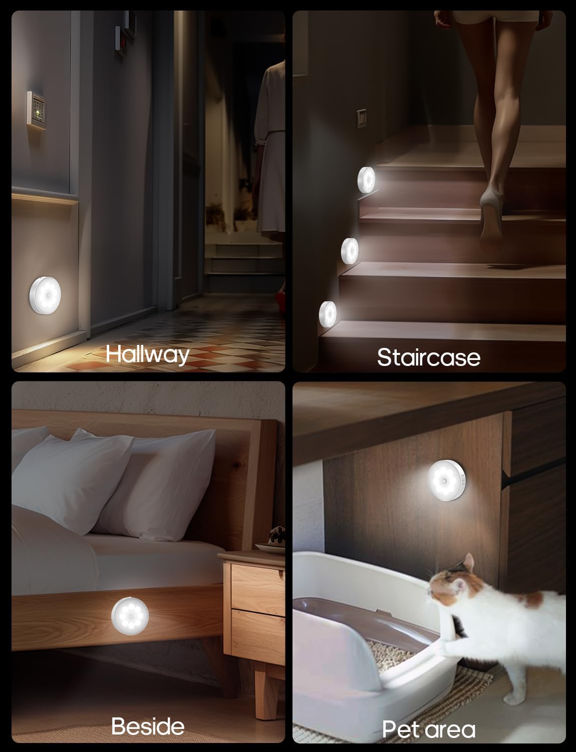 LumaGlow Rechargeable LED Puck Lights – Practical Birthday Gift for Mom, Grandma, and Elderly Parents Living Independently