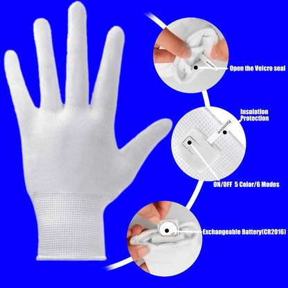 LumenGlow Light Up Gloves - Safer Alternative to Glow Sticks and Candles for Halloween Night with Battery-Powered LED Fun