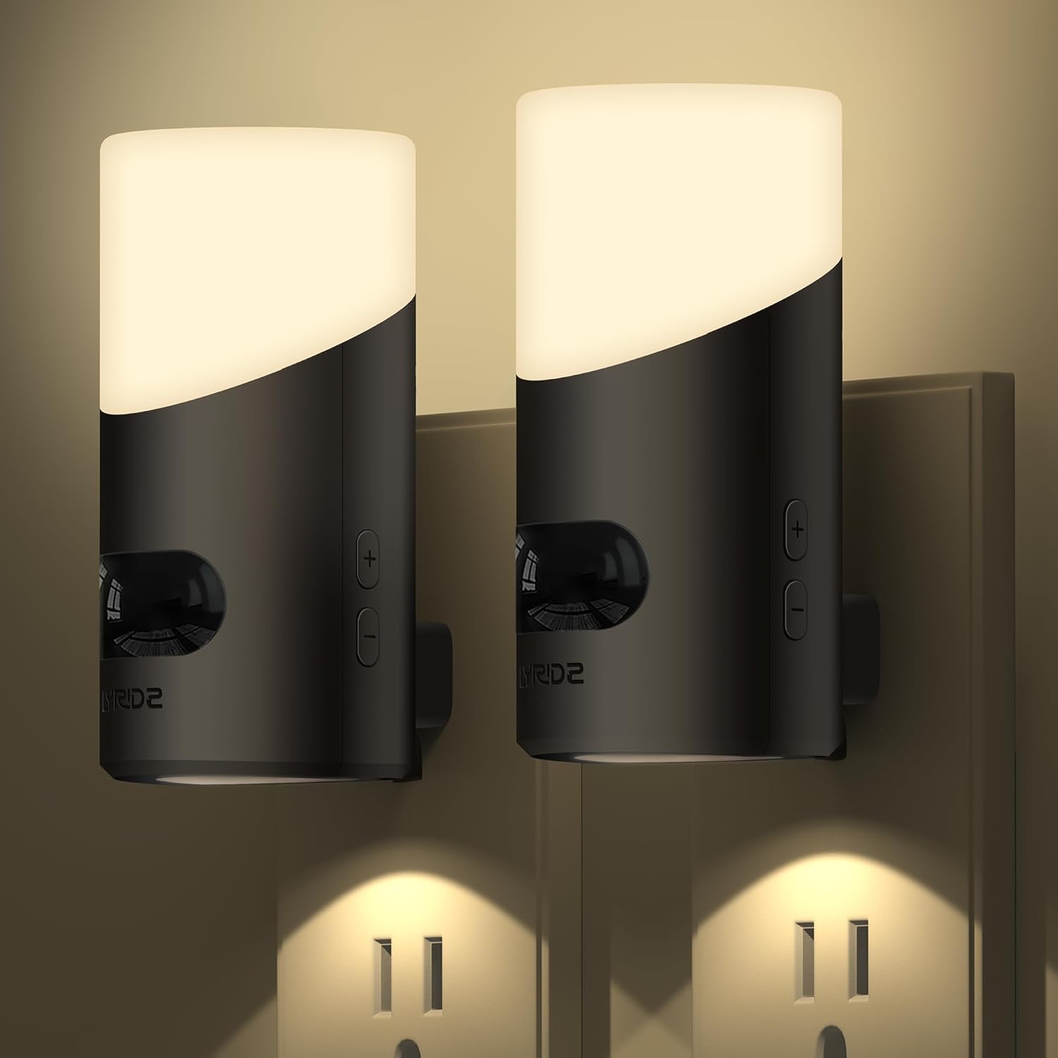 Lyridz Motion Nightlight – Warm White and Amber Plug-in Glow for Bedroom and Living Room Decor, Stepless Dimming