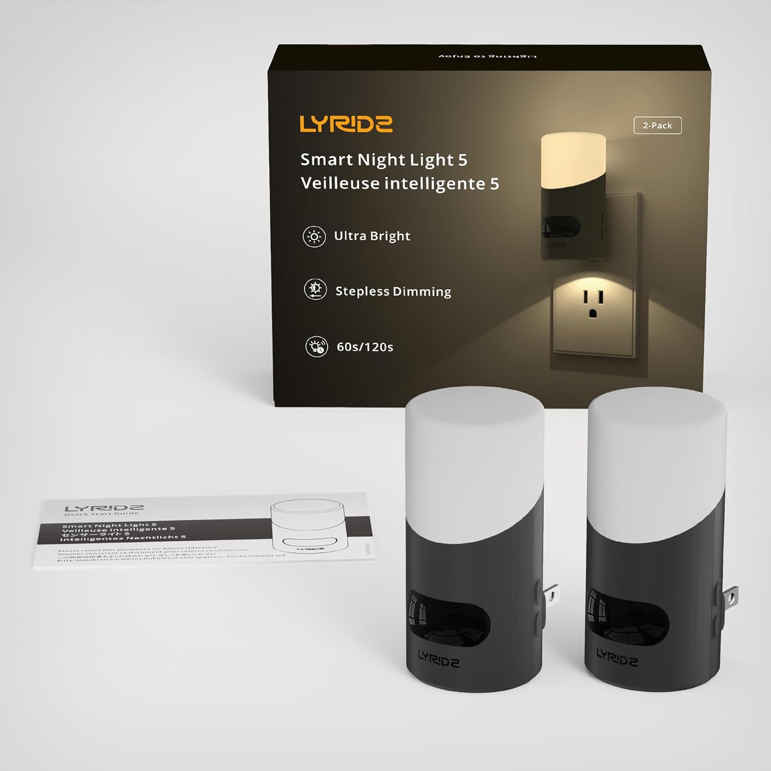 Lyridz Motion Nightlight – Warm White and Amber Plug-in Glow for Bedroom and Living Room Decor, Stepless Dimming