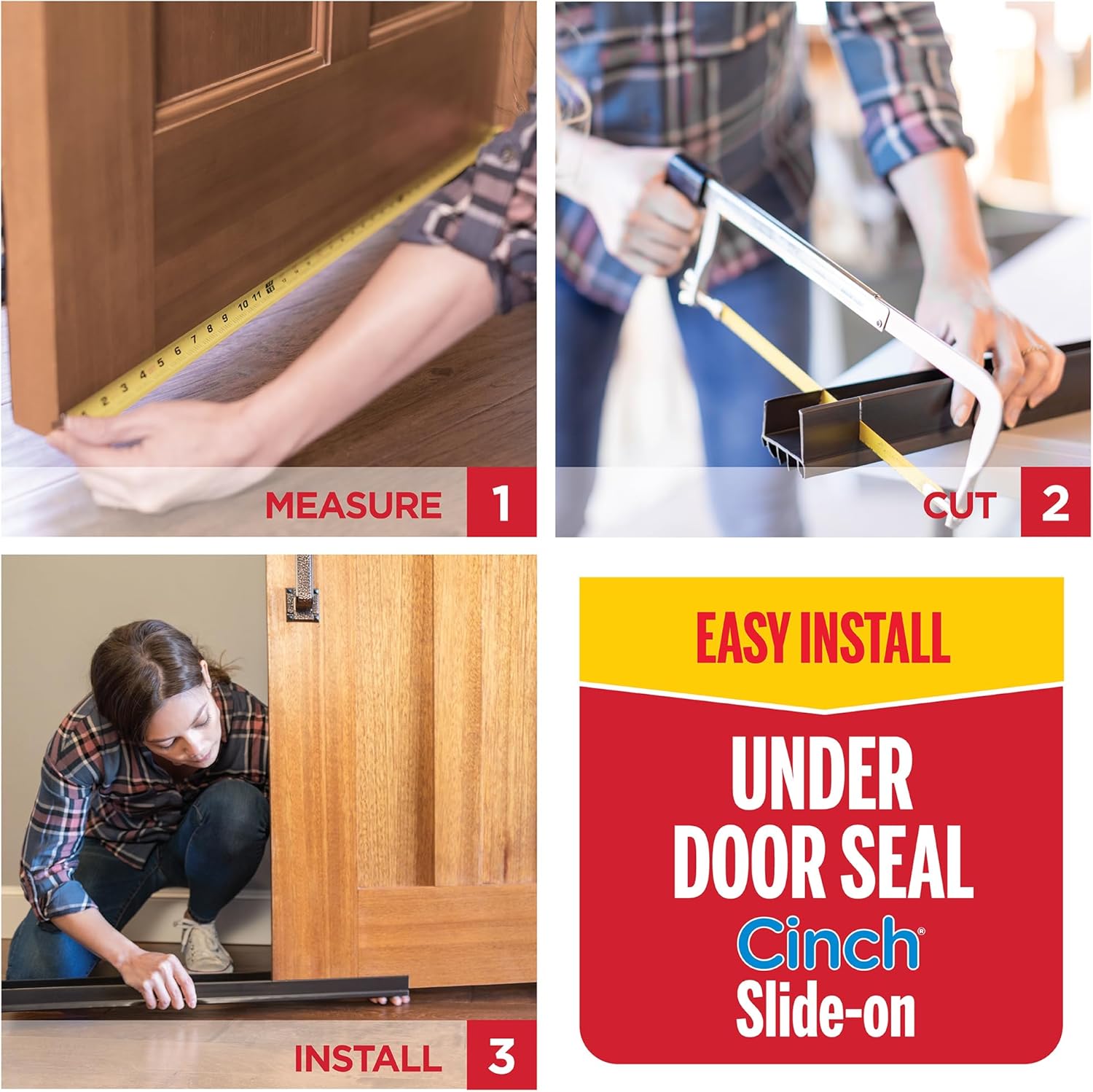 M-D Building Products Vinyl Cinch® U-Shape Door Bottom Seal Reducing Hallway Noise in Studio Workspace, Vinyl Weatherstripping