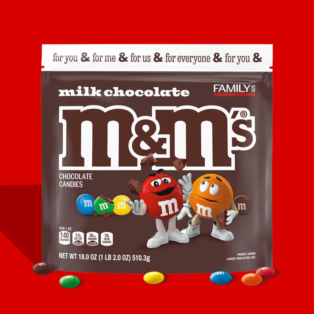 M&M'S Chocolate Candy for Break Room and Conference Snacking – 18 oz Resealable Bulk Bag