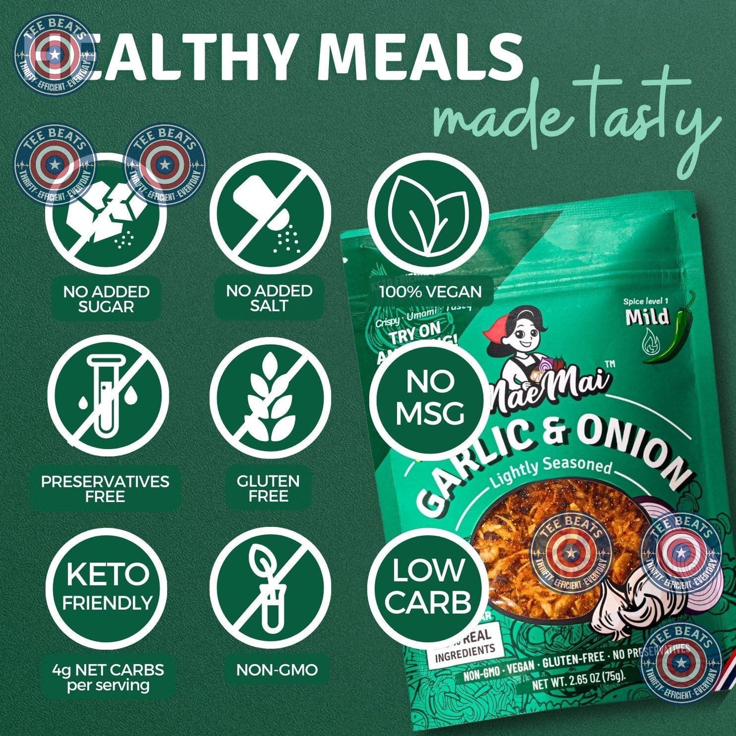 MaeMai MILD Spice – Gentle Spice Level for Picky Eaters, Gluten-Free Garlic Crisps for Kids