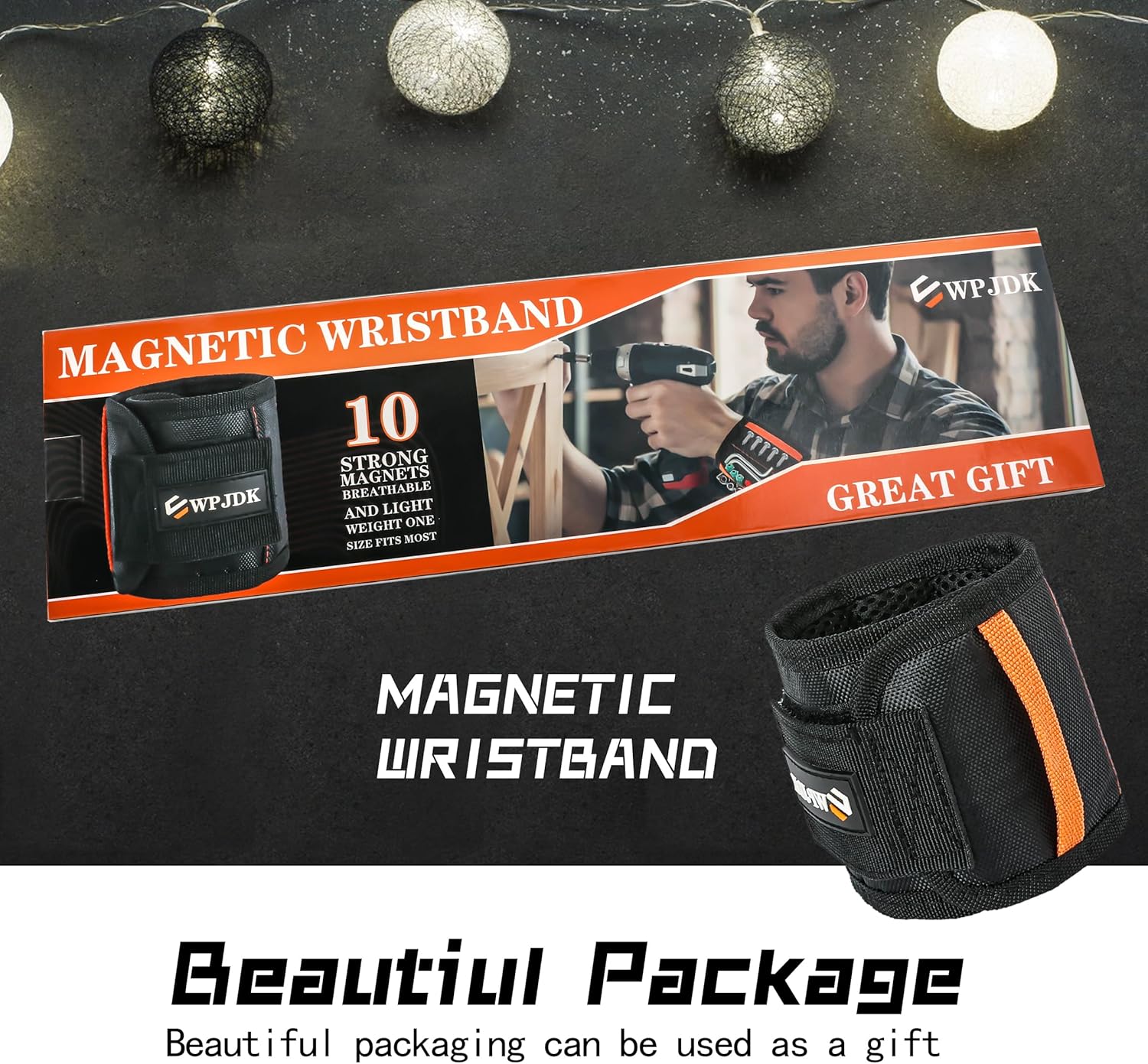 Magnetic Wristband for Drill Bits and Nails – Hands-Free Fastener Access for Contractors on the Job Site, 1680D Polyester