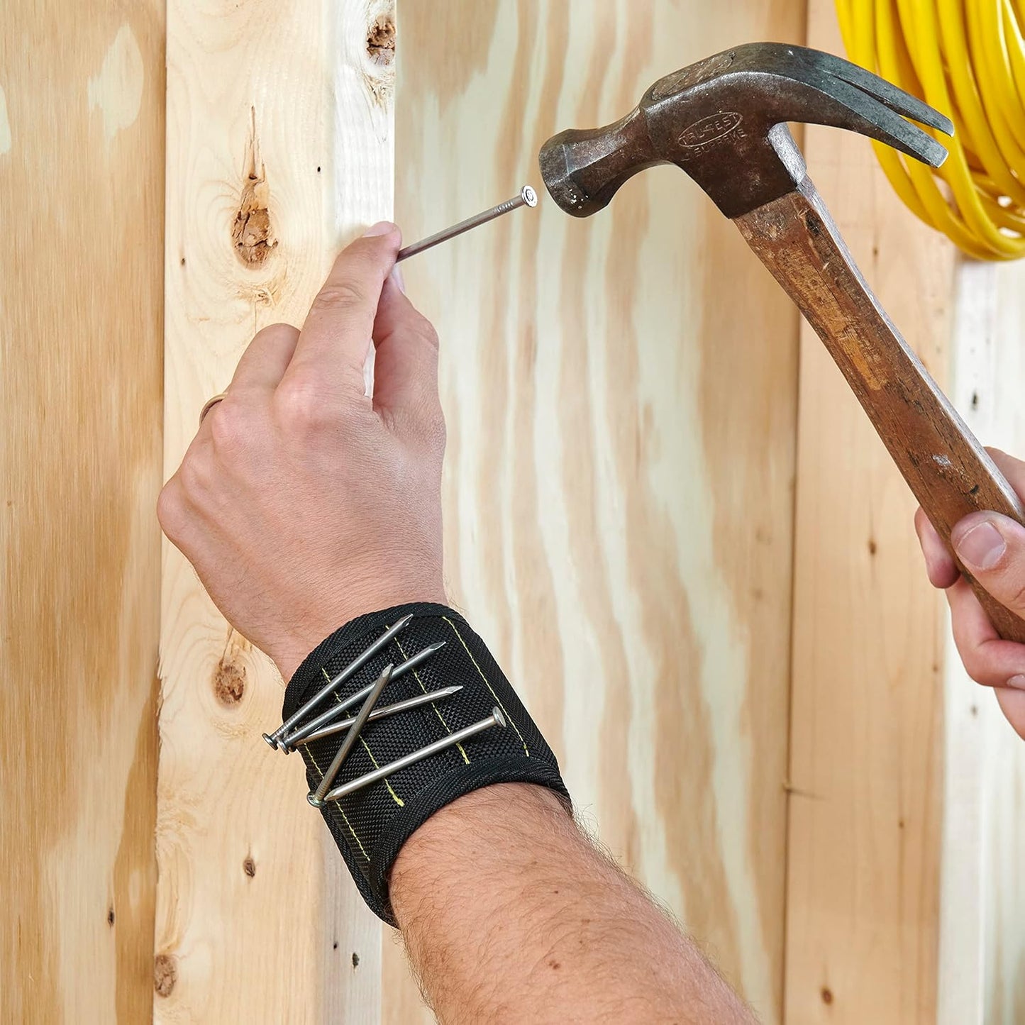 MagSnap Magnetic Wristband by Wrap-It Storage - Understated Magnetic Band in Black, Streamlined Accessory for Tidy Tool Spaces