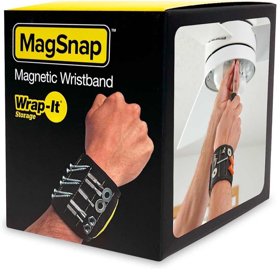 MagSnap Magnetic Wristband by Wrap-It Storage - Understated Magnetic Band in Black, Streamlined Accessory for Tidy Tool Spaces