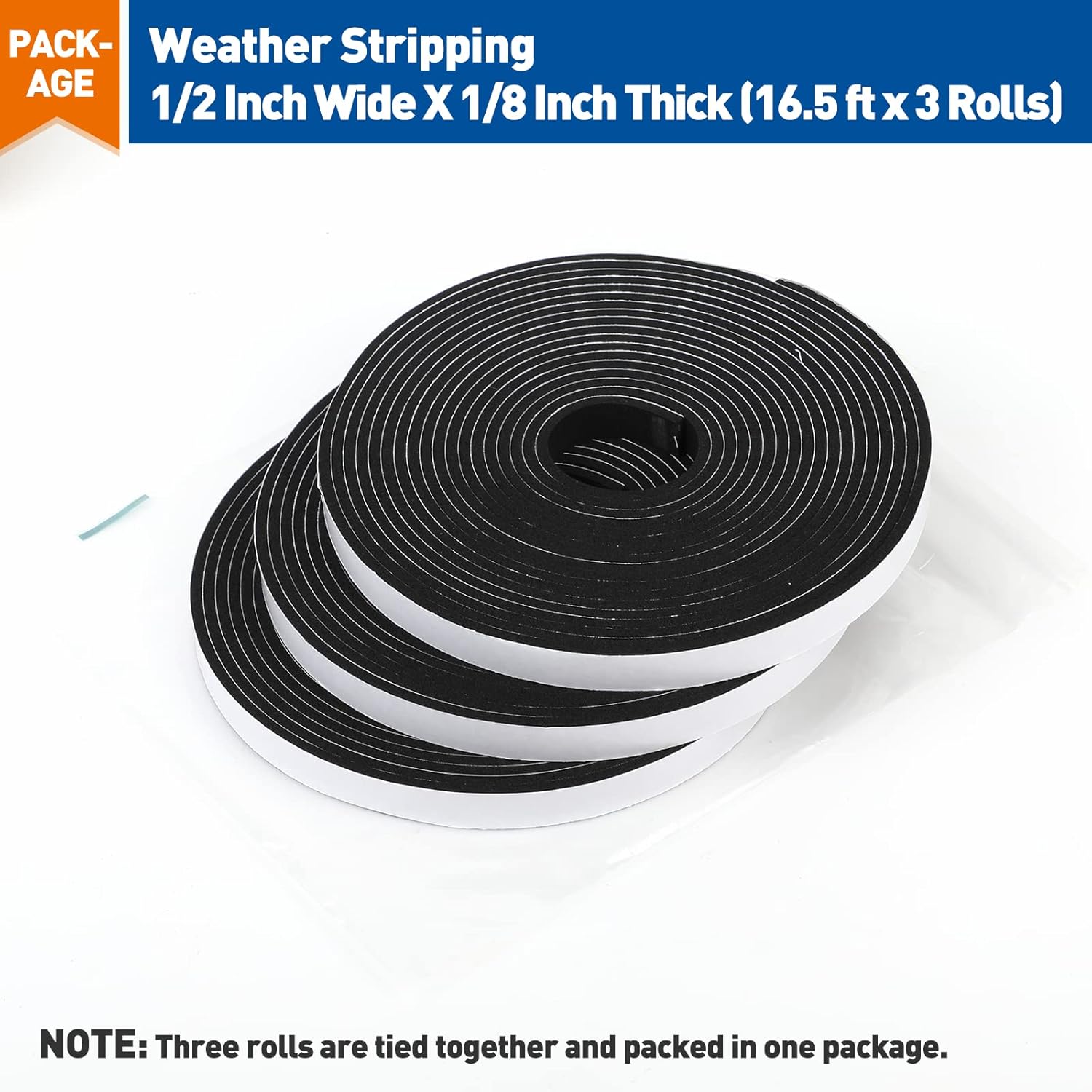 MAGZO Weather Stripping – Discreet Black Weatherstripping for Living Room Doors, Cabinets, and Sills