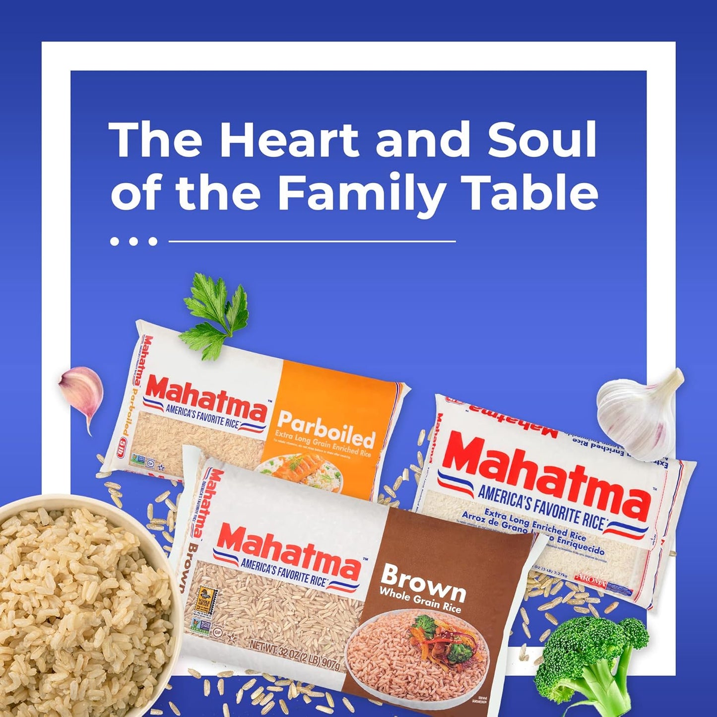 Mahatma Whole-Grain Brown Rice 2 lb Bag for Uncluttered Kitchen Essentials, Vegan and Non-GMO