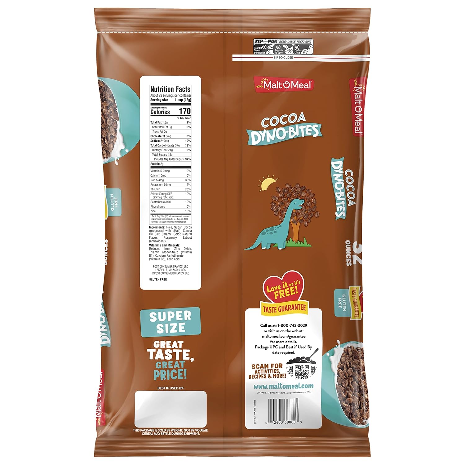 Malt-O-Meal Cocoa Dyno Bites® Cocoa Cereal – Thoughtful Holiday Gift for Grandparents Hosting Grandkids, 32 oz