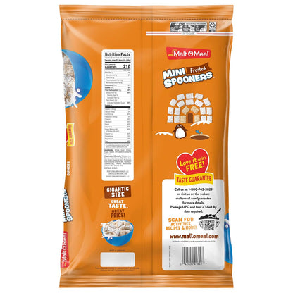 Malt-O-Meal Frosted Mini Spooners Shredded Wheat Cereal, 60 oz Lightweight Pouch – Pack-and-Pour Cereal for Picnics, Tailgates, and Park Mornings