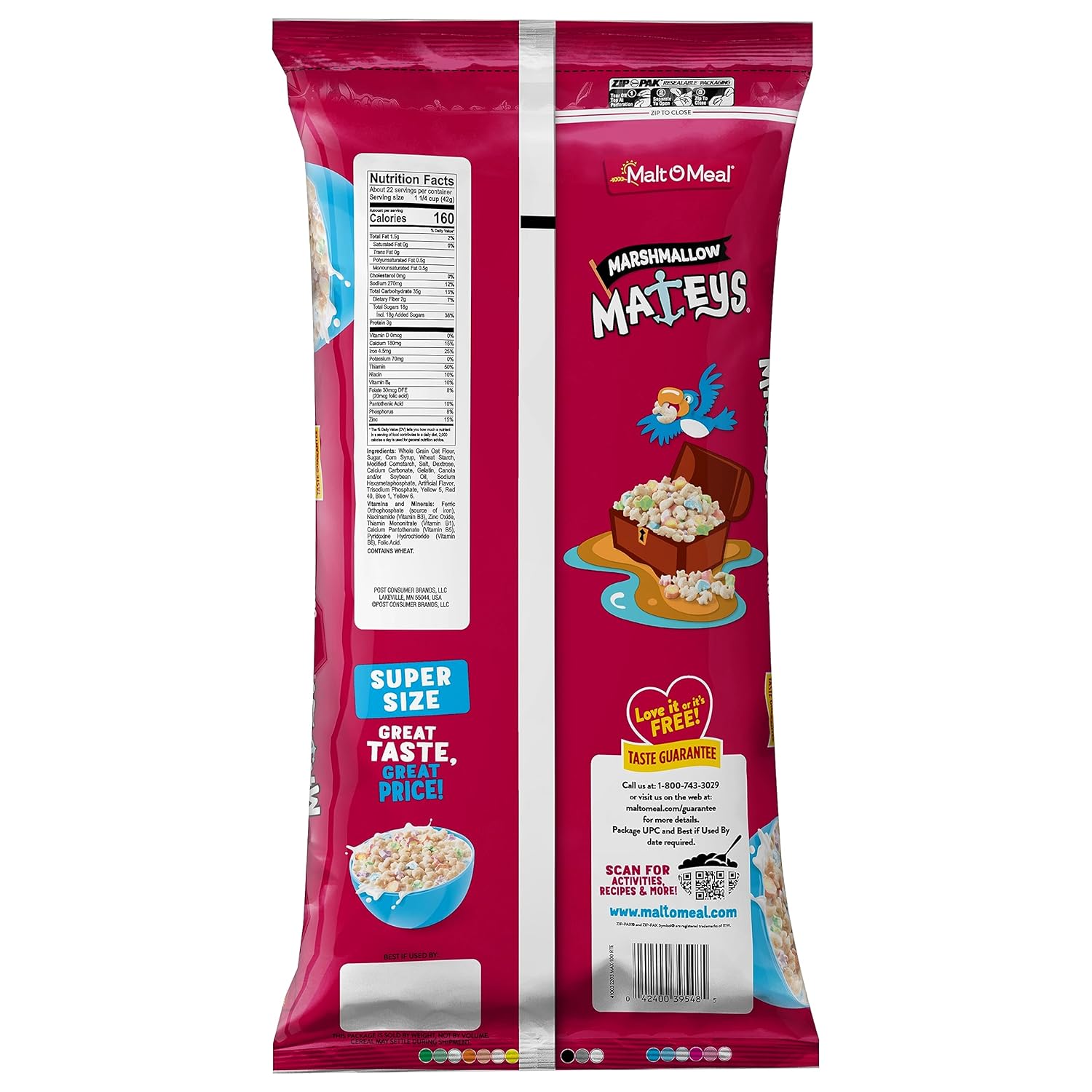 Malt-O-Meal Marshmallow Mateys Family Size Cereal – Thoughtful Pantry Stocking Gift for Large Households, Pack of 2