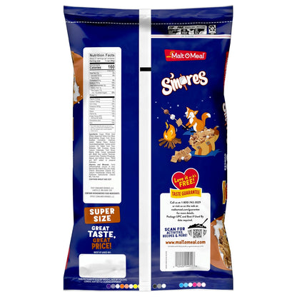 Malt-O-Meal S'mores Breakfast Cereal – No-Prep Pantry Staple for Office Break Rooms and Study Sessions, 30 oz