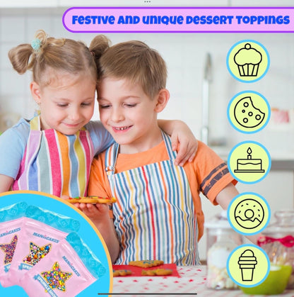 Manvscakes Blue Star Sprinkles – Holiday Dessert Display Garnish for Gingerbread House Stations