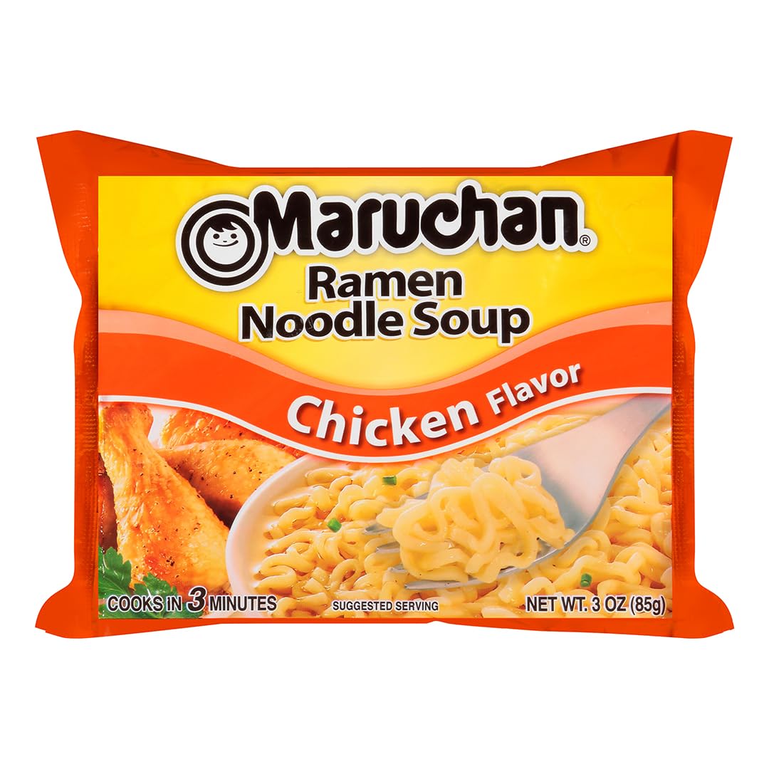 Maruchan Ramen Chicken, Instant Ramen Noodles Minimal-Ingredient Dinner, No Fridge Needed Ready to Eat Meals for Clutter-Free Kitchens (24 Count)