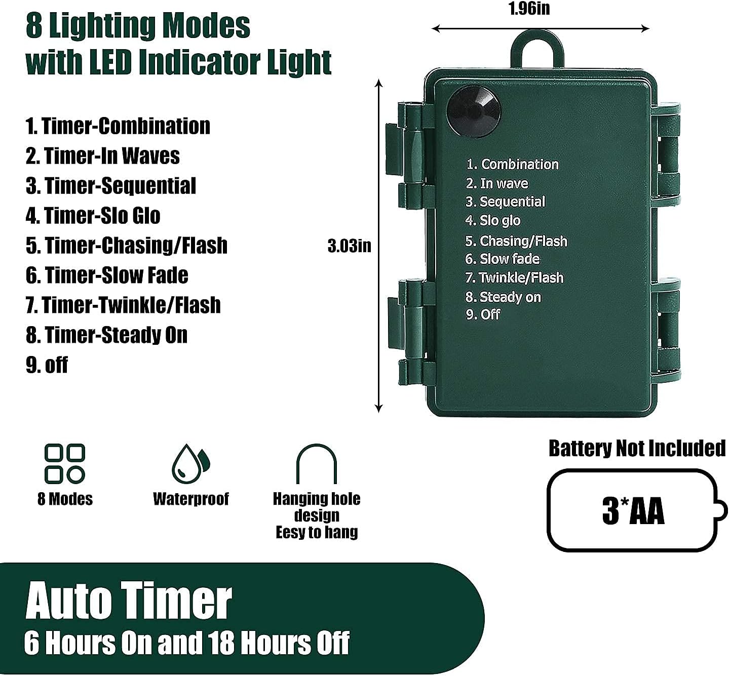 MASHANG Cordless String Lights – Smoke-Free, Pet-Friendly Holiday Decor with 6-Hour Auto Timer