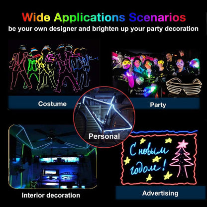 MaxLax EL Wire — Kids Playroom Decor, Safe Flexible Glowing Rope for Toy Area Accents