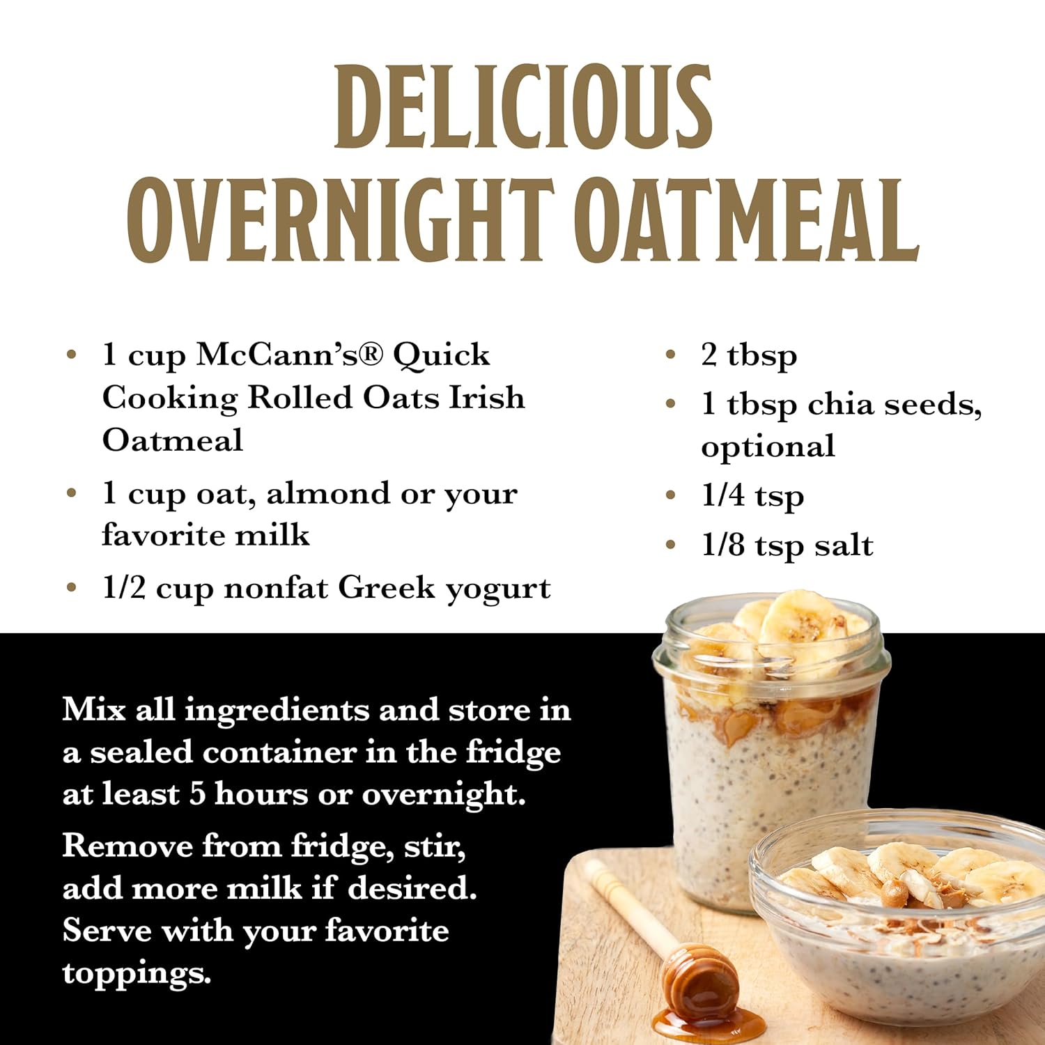 McCann's Quick Cooking Rolled Oats 1-Minute Warm Breakfast Bowl for Picky Eaters Converting to Oatmeal Lovers
