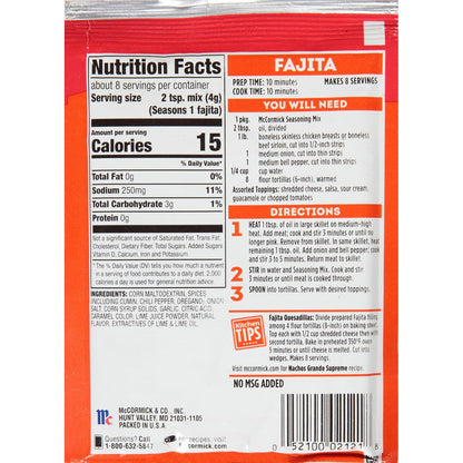 McCormick Fajita Seasoning Mix – Practical Starter Kitchen Gift for College Students and First Apartments