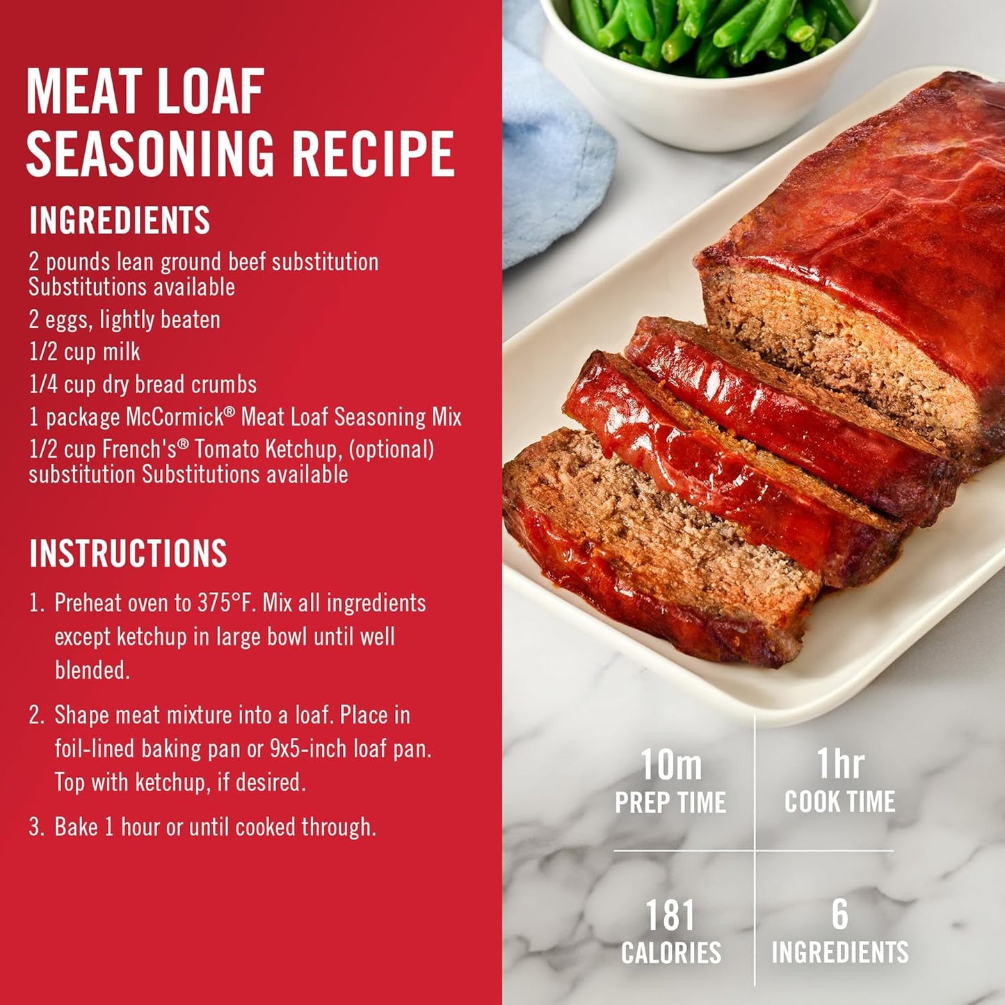 McCormick Meat Loaf Seasoning Mix – Classic American Comfort Food for Holiday Dinner Tables
