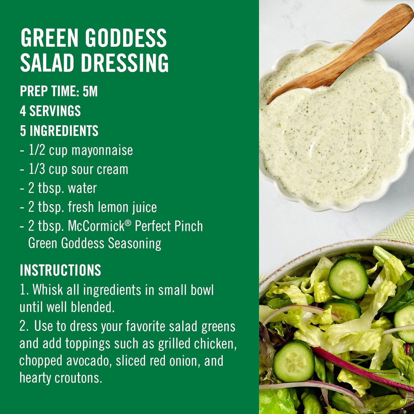 McCormick Perfect Pinch Green Goddess – Travel-Friendly Seasoning for Camping Dinners and Open-Air Meals