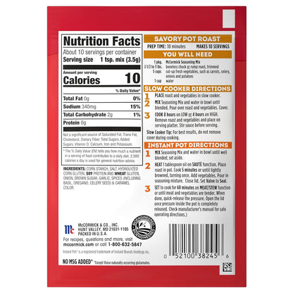 McCormick Pot Roast Mix – Wholesome Onion-Garlic-Herb Dinner for Cleaner Label Home Cooking
