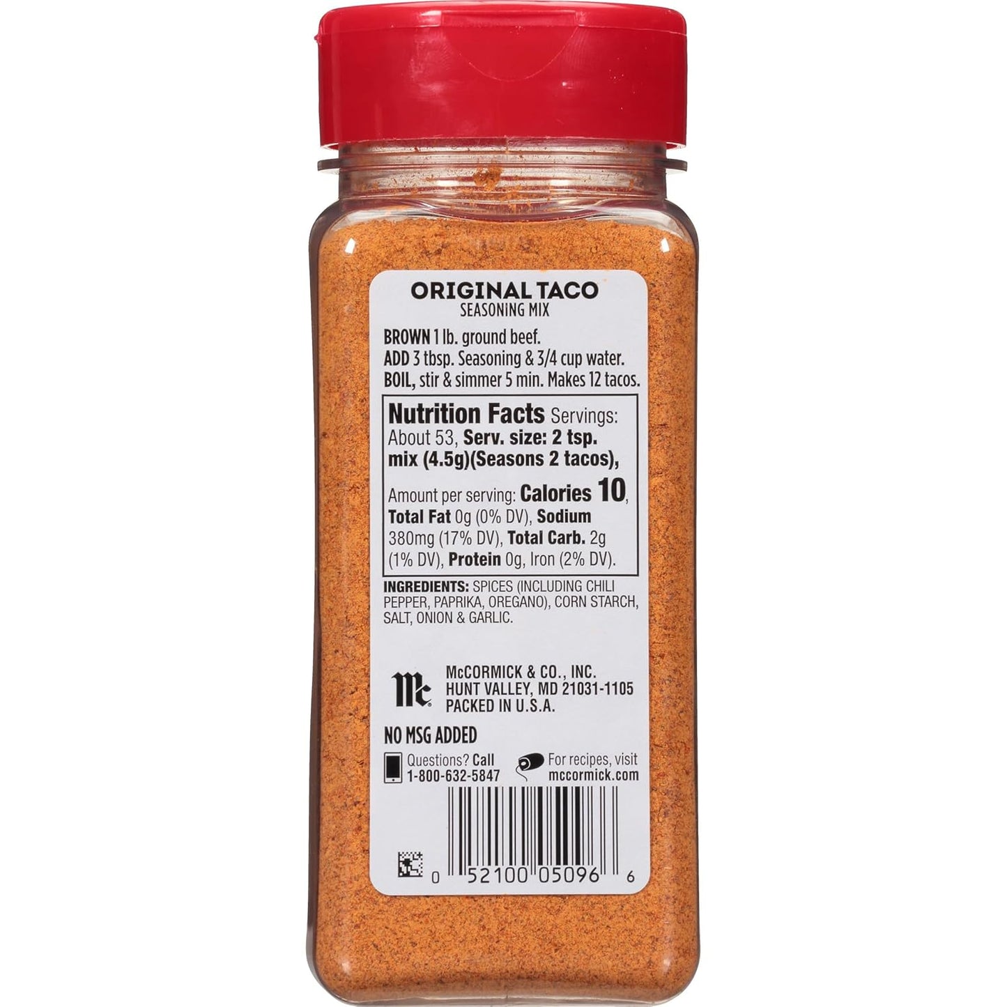 McCormick Taco Seasoning Mix – Quick Meal-Prep Seasoning That Seasons 8+ lbs of Beef, Streamlines Grocery Week