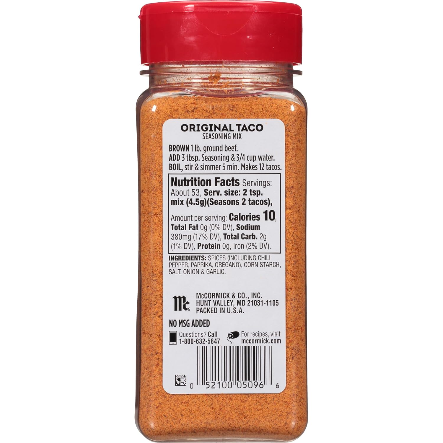 McCormick Taco Seasoning Mix – Quick Meal-Prep Seasoning That Seasons 8+ lbs of Beef, Streamlines Grocery Week