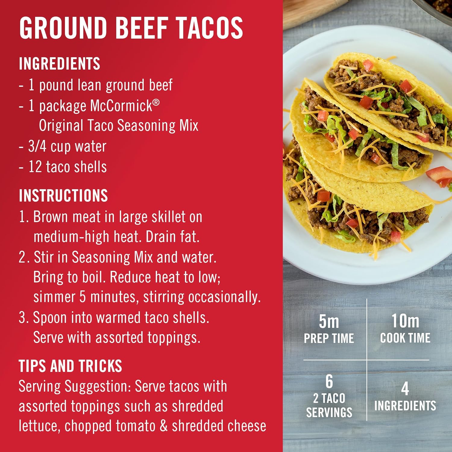 McCormick Taco Seasoning Mix – Wholesome Family Dinner Spice Blend With Onions and Peppers, No Artificial Flavors
