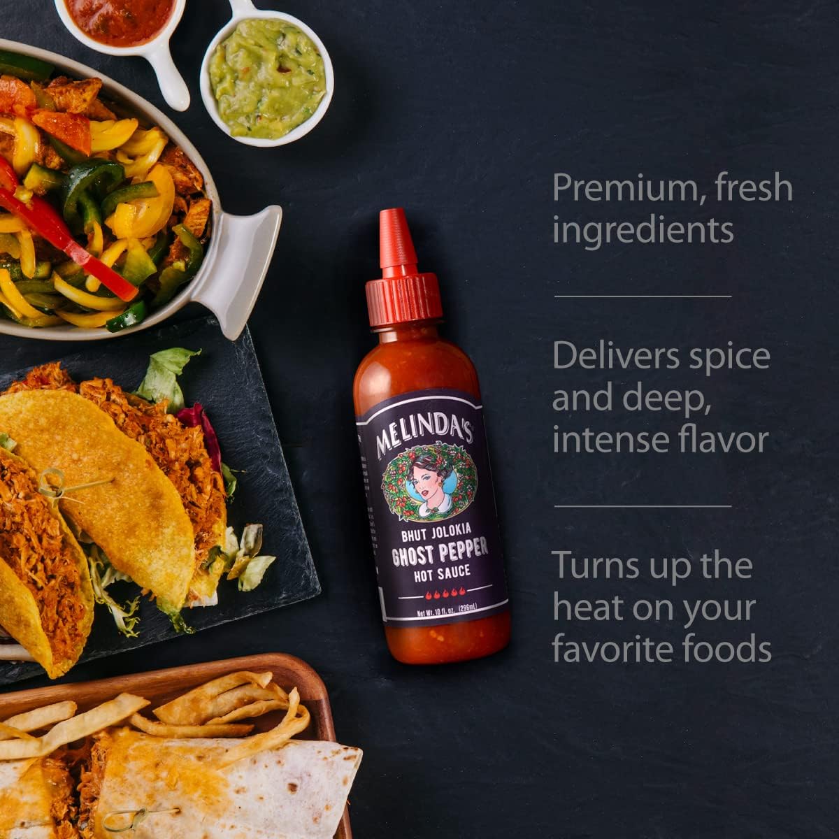 Melinda's Ghost Pepper Hot Sauce - Grilling Sauce for Backyard Cookouts, Gourmet Extra Spicy Drizzle for Burgers and Wings, 10oz