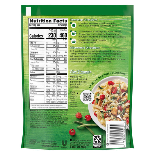 pre-seasoned butter sauce packet included with fettuccine pasta