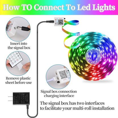 QZYL Smart LED Light Strip Housewarming Gift, Peel-and-Stick RGB Lighting for Any Room