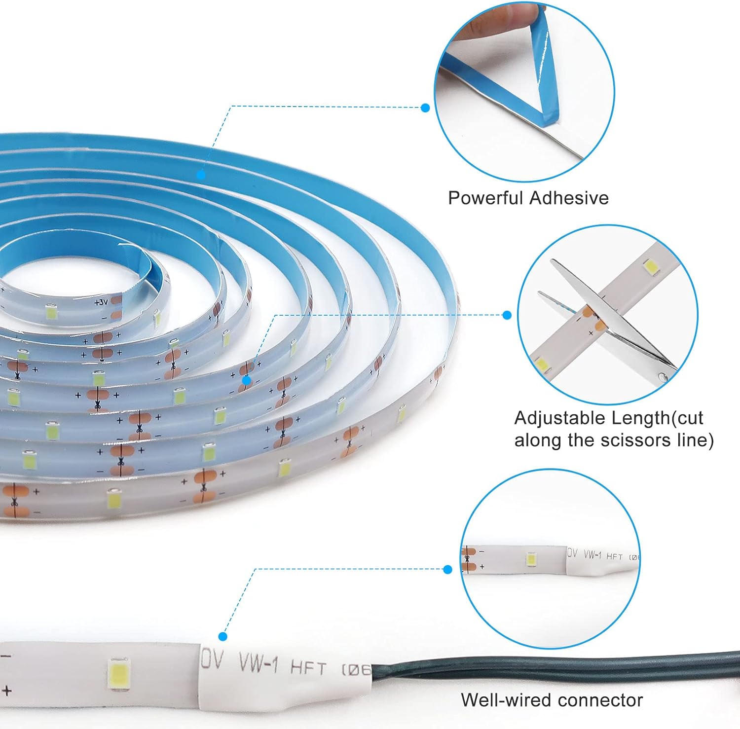 Safe Flameless Battery LED Strip Lights with Timer Auto Shutoff for Bedroom and Sleeping Areas
