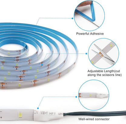 Safe Flameless Battery LED Strip Lights with Timer Auto Shutoff for Bedroom and Sleeping Areas