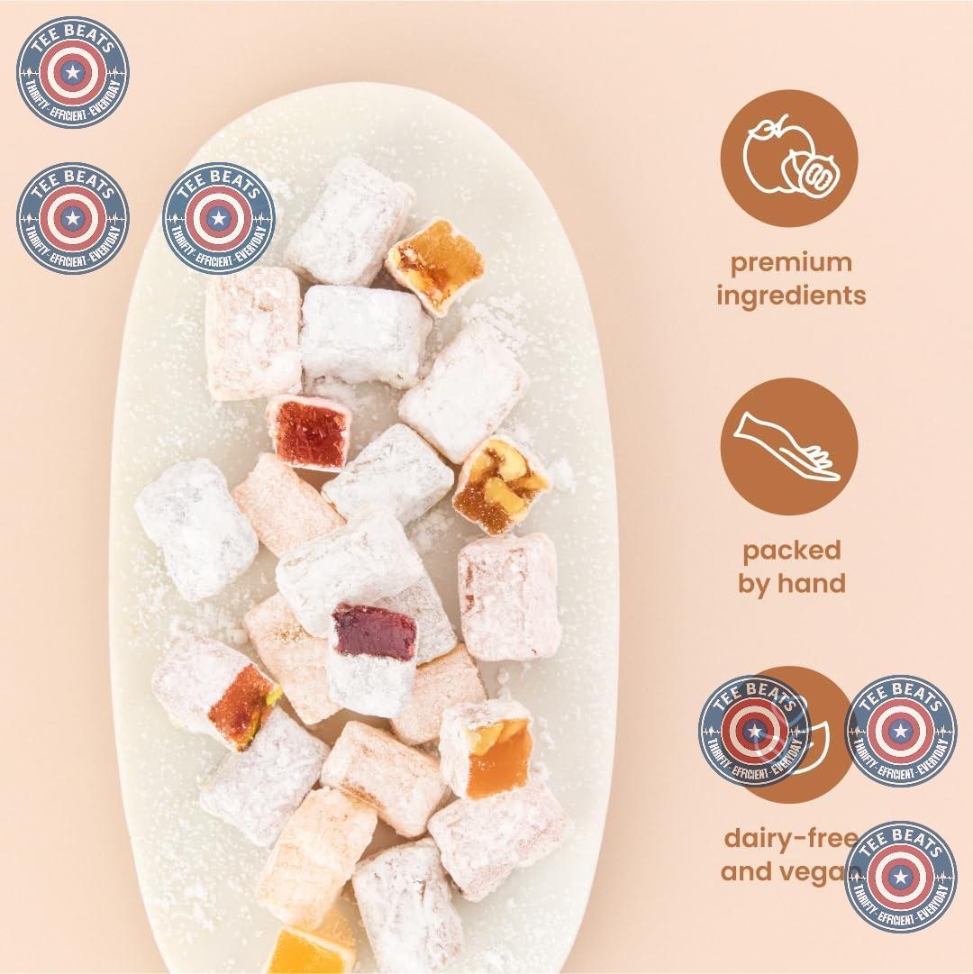 soft, chewy lokum-style texture made from water-rich fruits