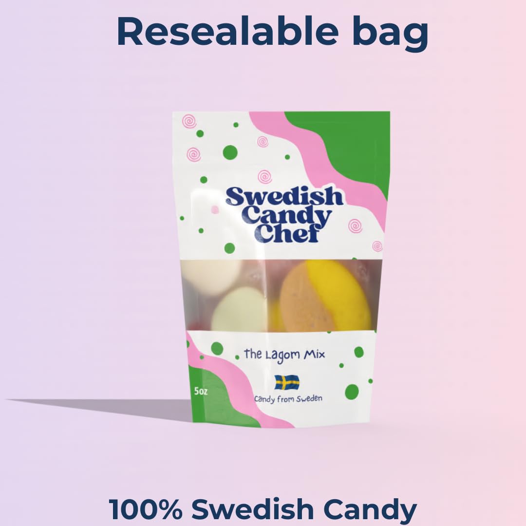 Swedish Candy Chef Lagom Mix - Camping and Hiking Snack, Compact Swedish Gummy and Salmiak Variety Bag 5oz