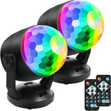 Luditek 2-Pack Self-Rotating Disco Ball – Game Room and Basement Bar Ambient Light Fixture, Battery or USB Powered Home Decor