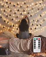LECLSTAR Portable Photo Display String Lights – Camping and Backyard Decor, Weatherproof Warm White LEDs