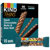 KIND THINS Dark Chocolate Nuts & Sea Salt Bars – Road Trip Console Snack for Long Drives and Beach Days, Gluten Free, 10 Count